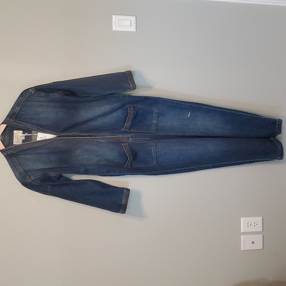 NWR Sandrine Rose X Free People Distressed Y2K 90s jumpsuit coverall jeans XS - Picture 2 of 11